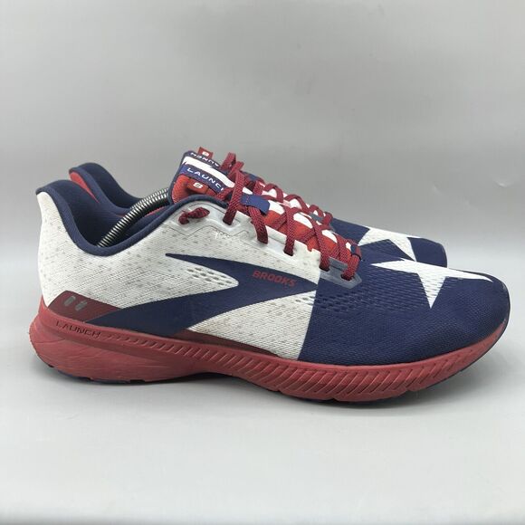 Brooks Men's Launch 8 Texas Star Sneakers Men's 13 D Red White Blue Comfort Shoe